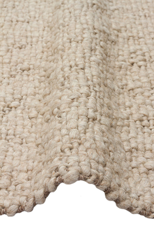 Efi Beige %100 El Dokuma Yün ve Pamuk ile Üretilen Örgü Detaylı Bohem Oturma Odası Salon Halısı