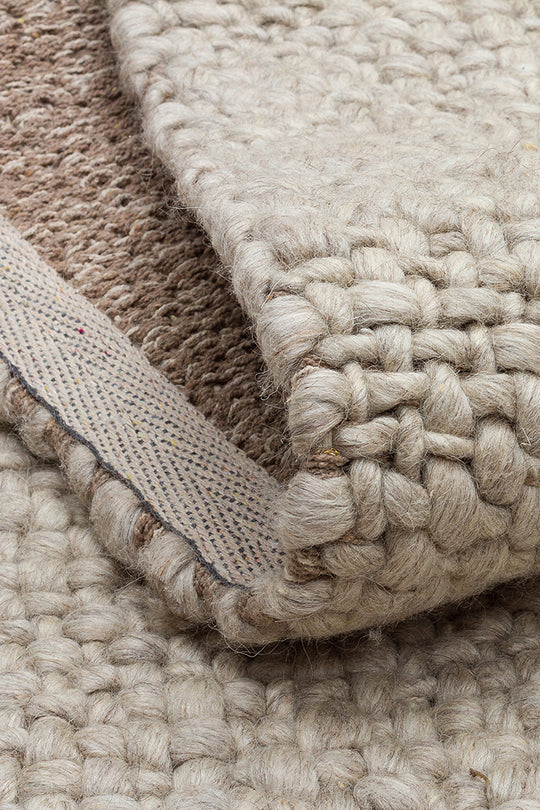 Efi Grey %100 El Dokuma Yün ve Pamuk ile Üretilen Örgü Detaylı Bohem Oturma Odası Salon Halısı