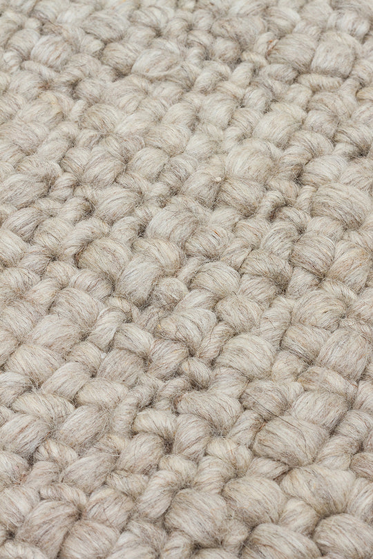 Efi Grey %100 El Dokuma Yün ve Pamuk ile Üretilen Örgü Detaylı Bohem Oturma Odası Salon Halısı