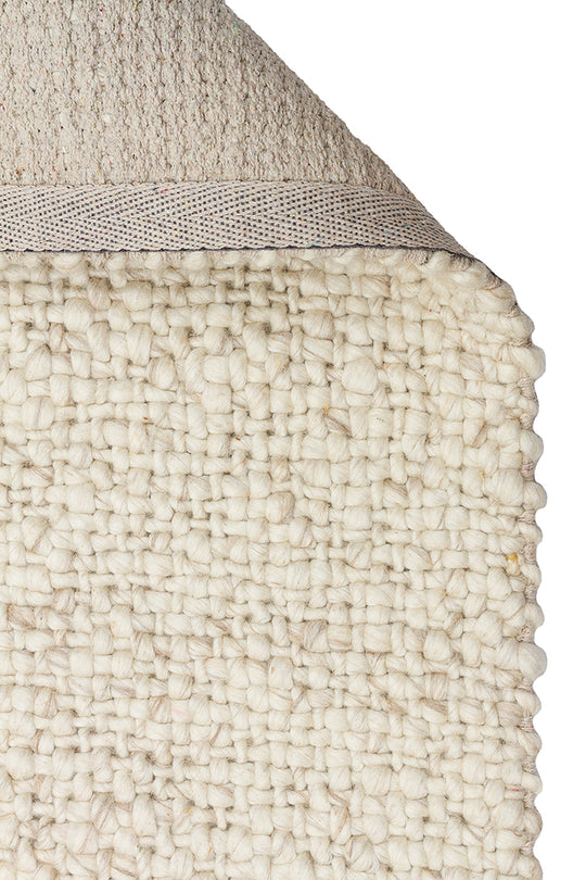 Efi Ivory %100 El Dokuma Yün ve Pamuk ile Üretilen Örgü Detaylı Bohem Oturma Odası Salon Halısı