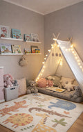 MiniZoo 06 Cream Multy Canlı Renklere Sahip Hayvan Figürlü Bebek ve Çocuk Odası Halısı