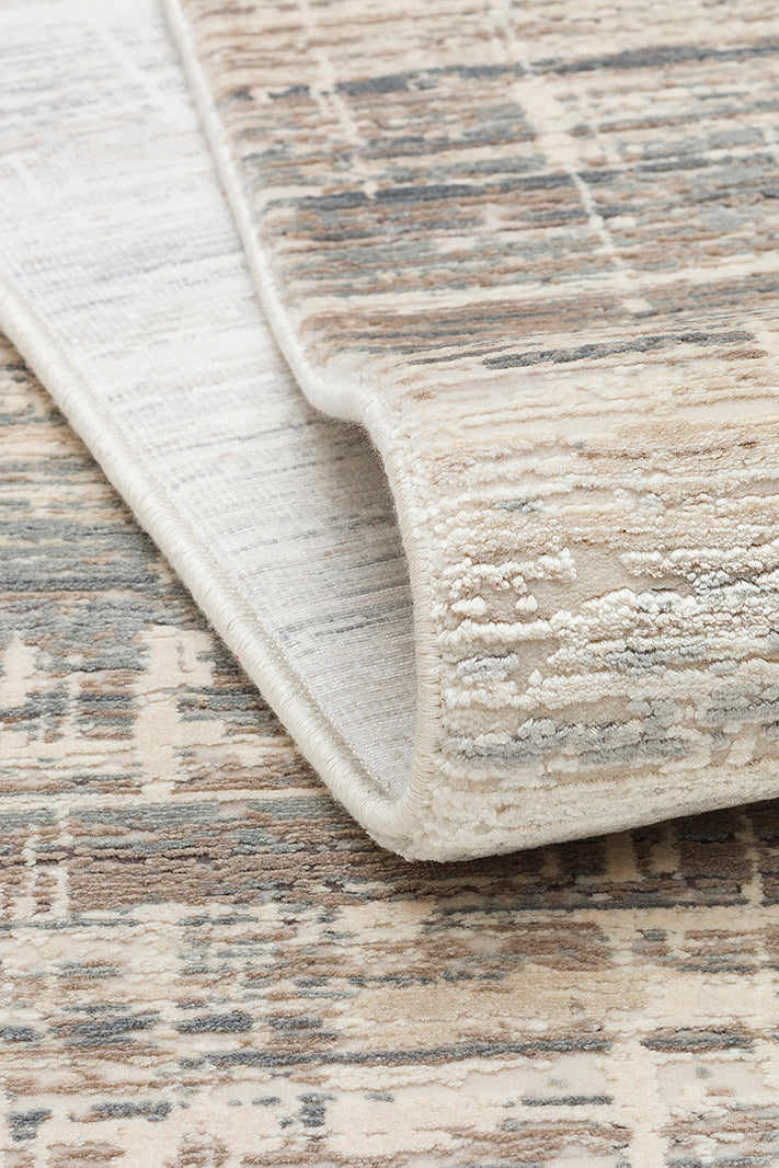 Athena Beıge Sık Dokuma Tekniği ile Üretilen Viskon Modern ve Sade Makine Halısı