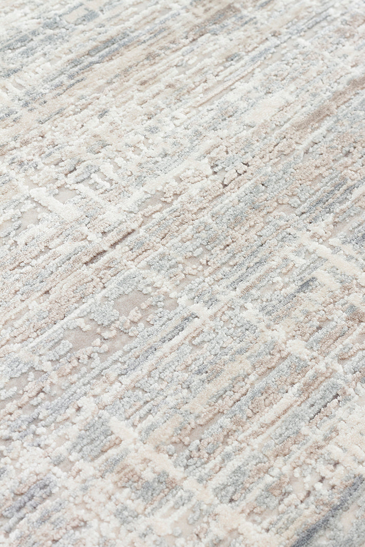 Athena Beıge Sık Dokuma Tekniği ile Üretilen Viskon Modern ve Sade Makine Halısı