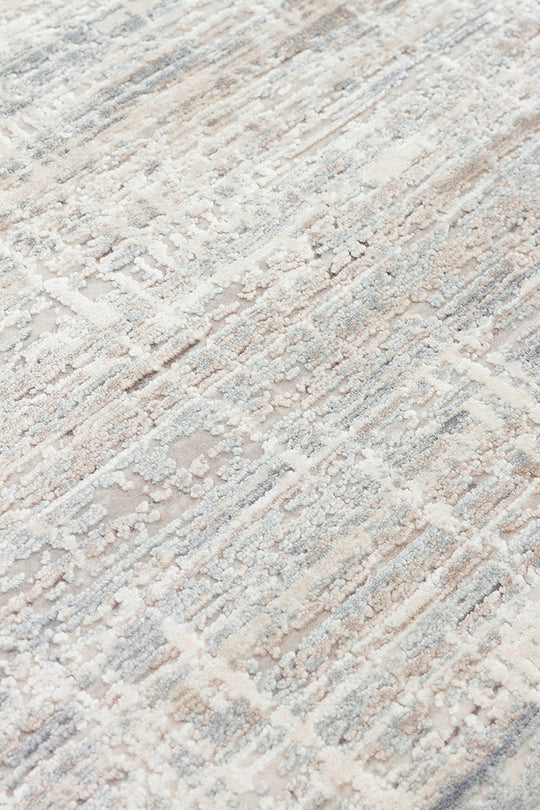 Athena Beıge Sık Dokuma Tekniği ile Üretilen Viskon Modern ve Sade Makine Halısı