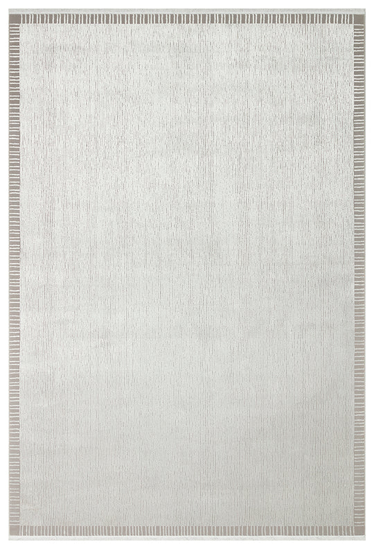 Athena Border Grey Sık Dokuma Tekniği ile Üretilen Viskon Modern ve Sade Makine Halısı