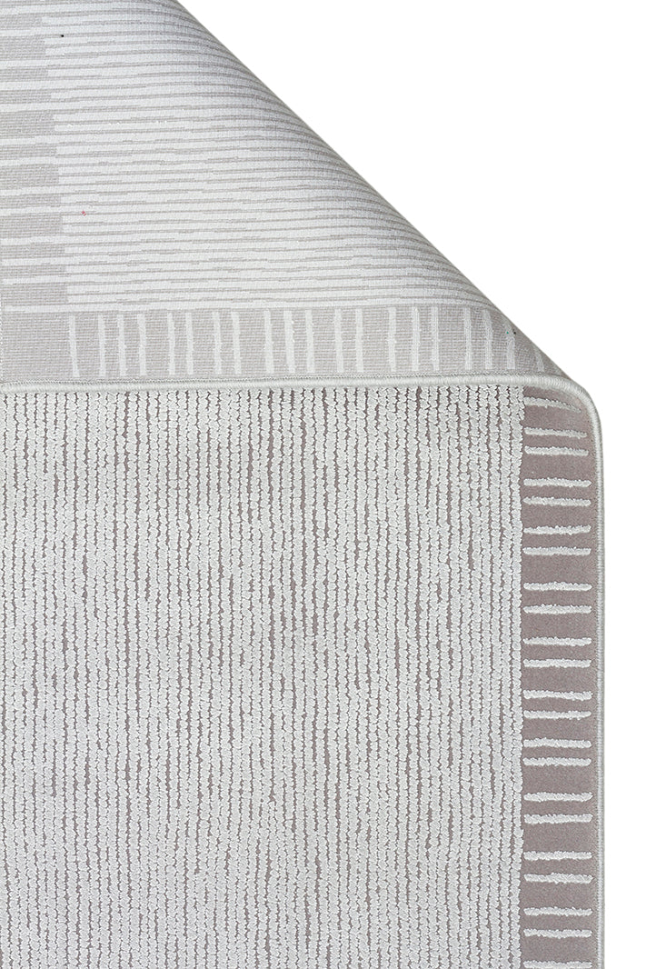 Athena Border Grey Sık Dokuma Tekniği ile Üretilen Viskon Modern ve Sade Makine Halısı