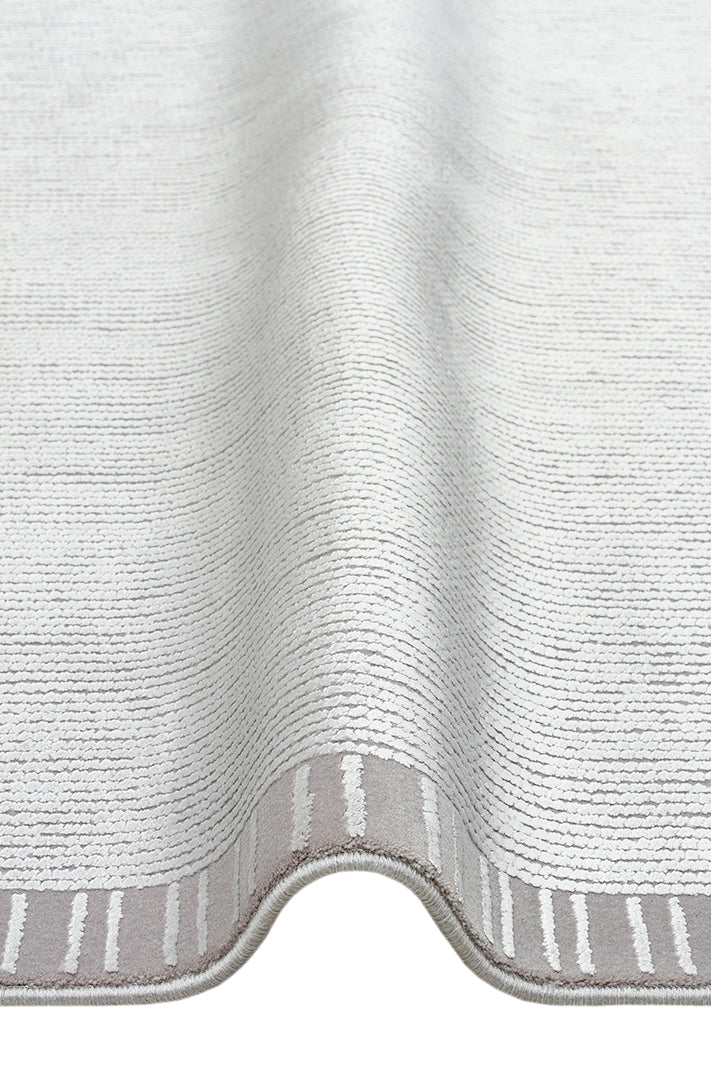 Athena Border Grey Sık Dokuma Tekniği ile Üretilen Viskon Modern ve Sade Makine Halısı