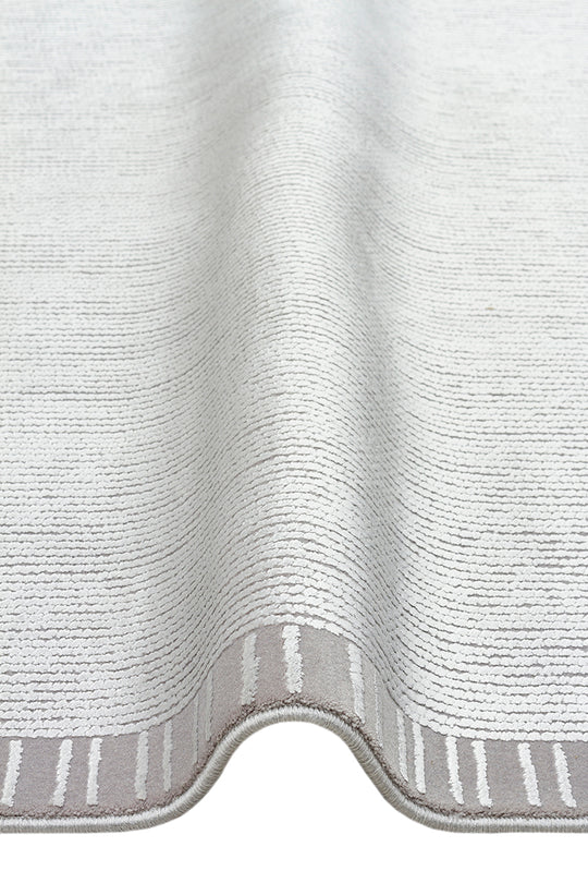 Athena Border Grey Sık Dokuma Tekniği ile Üretilen Viskon Modern ve Sade Makine Halısı