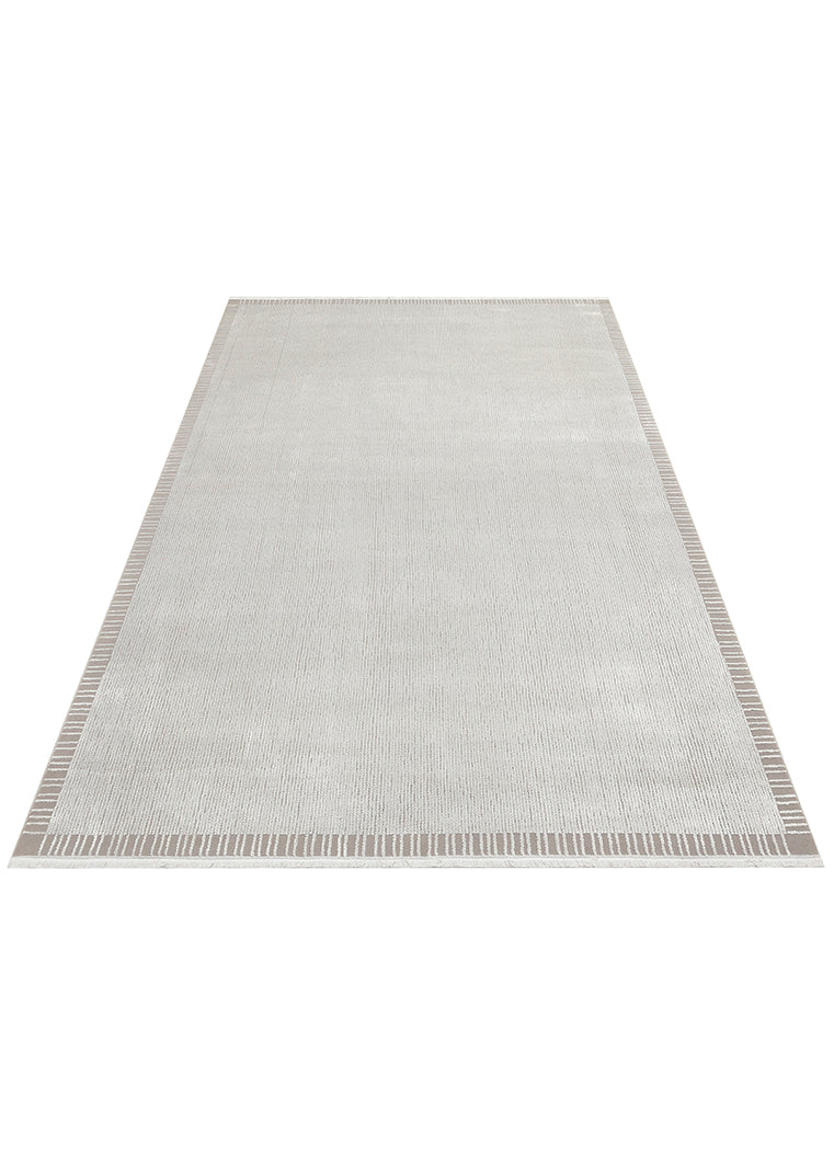 Athena Border Grey Sık Dokuma Tekniği ile Üretilen Viskon Modern ve Sade Makine Halısı