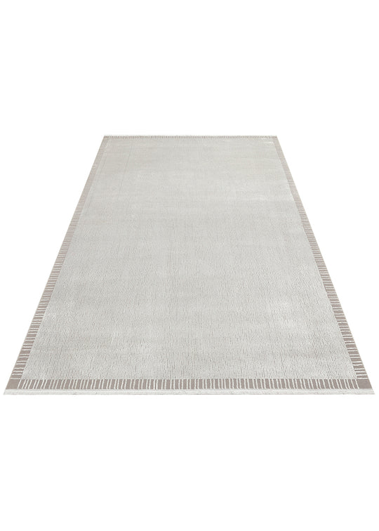 Athena Border Grey Sık Dokuma Tekniği ile Üretilen Viskon Modern ve Sade Makine Halısı