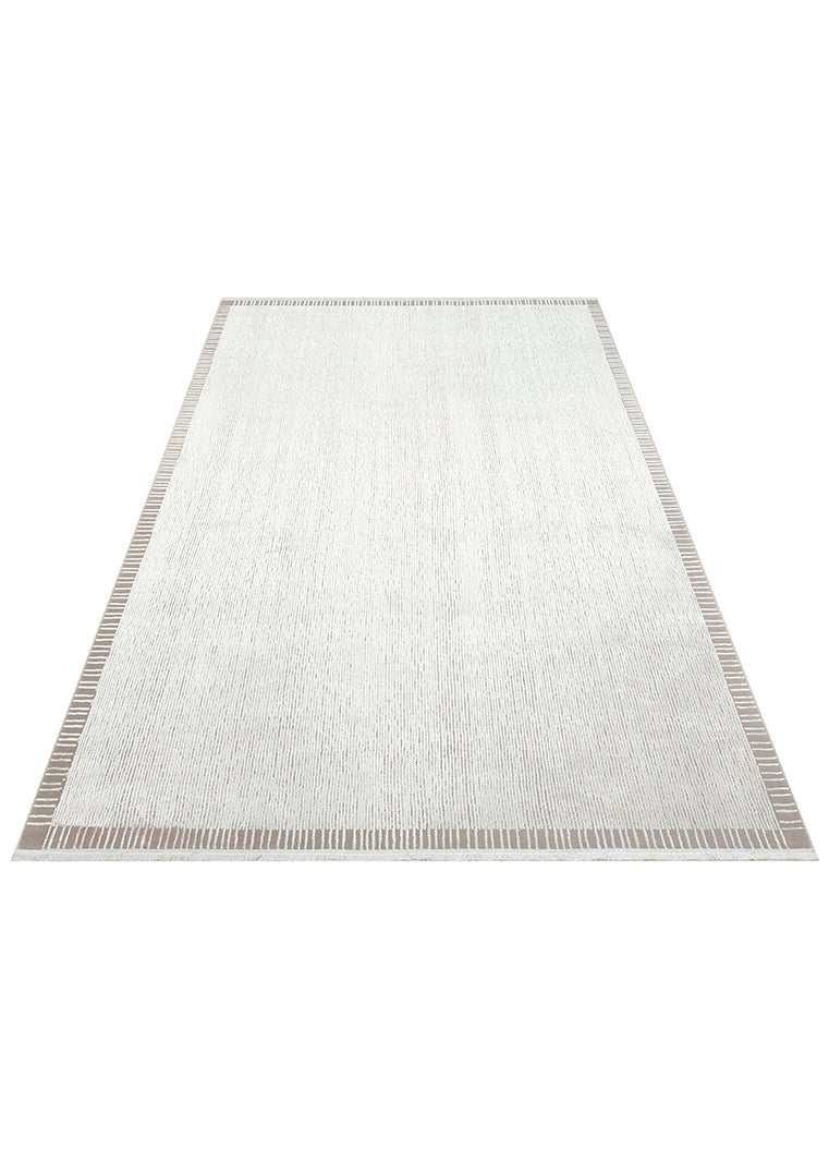 Athena Border Grey Sık Dokuma Tekniği ile Üretilen Viskon Modern ve Sade Makine Halısı