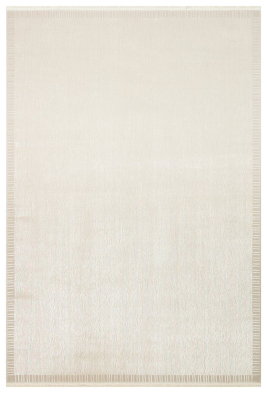Athena Border Ivory Sık Dokuma Tekniği ile Üretilen Viskon Modern ve Sade Makine Halısı