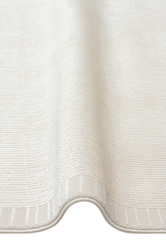 Athena Border Ivory Sık Dokuma Tekniği ile Üretilen Viskon Modern ve Sade Makine Halısı