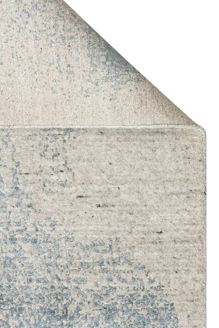 Grace Beıge Blue, Kendinden Desenli Yün, Viskon ve Pamuk Karışımlı Desenli Zarif Salon Halısı
