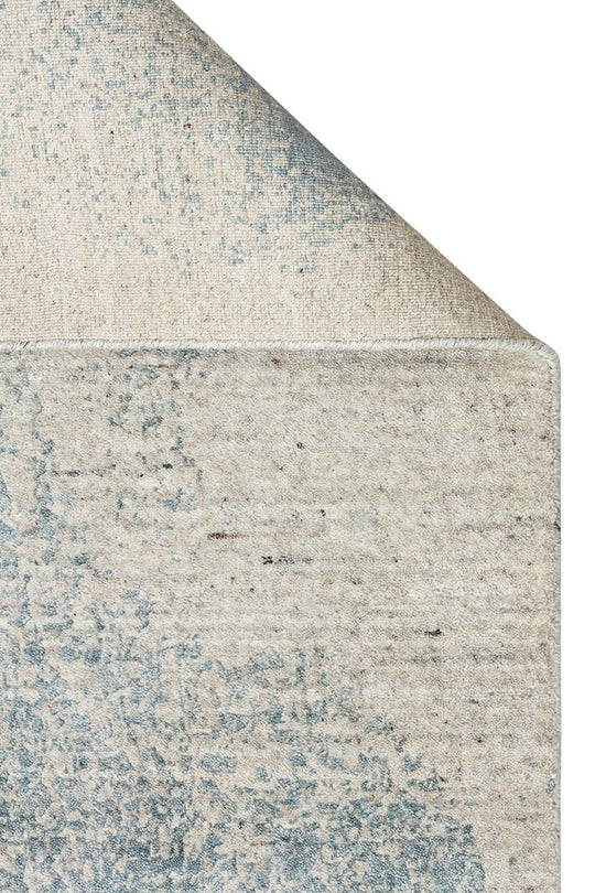 Grace Beıge Blue, Kendinden Desenli Yün, Viskon ve Pamuk Karışımlı Desenli Zarif Salon Halısı