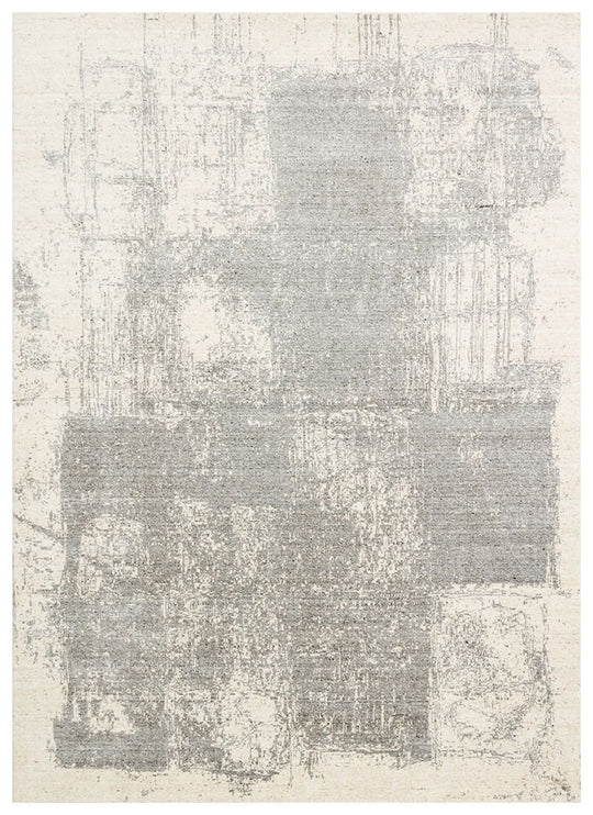 Grace Beıge Grey, Kendinden Desenli Yün, Viskon ve Pamuk Karışımlı Desenli Zarif Salon Halısı