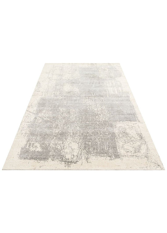 Grace Beıge Grey, Kendinden Desenli Yün, Viskon ve Pamuk Karışımlı Desenli Zarif Salon Halısı