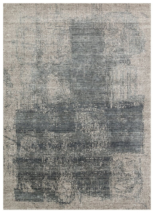 Grace Charcoal D. Grey, Kendinden Desenli Yün, Viskon ve Pamuk Karışımlı Desenli Zarif Salon Halısı