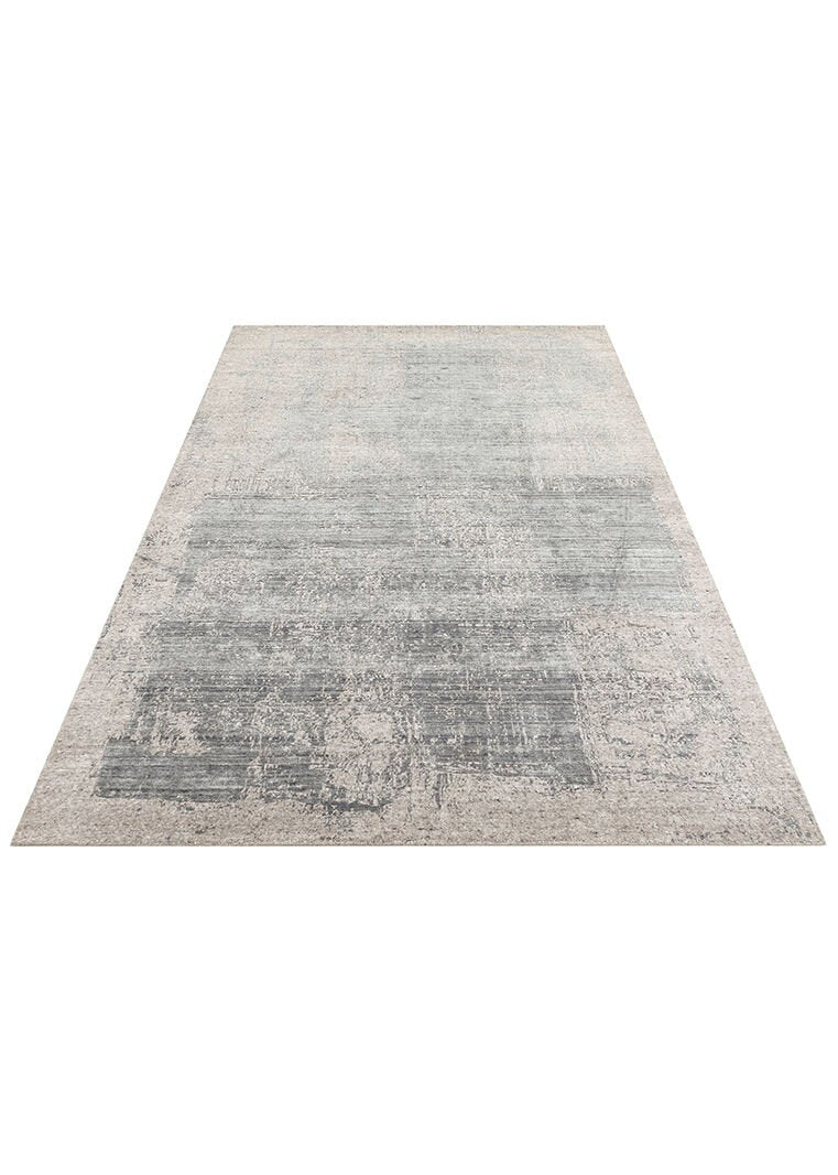 Grace Charcoal D. Grey, Kendinden Desenli Yün, Viskon ve Pamuk Karışımlı Desenli Zarif Salon Halısı