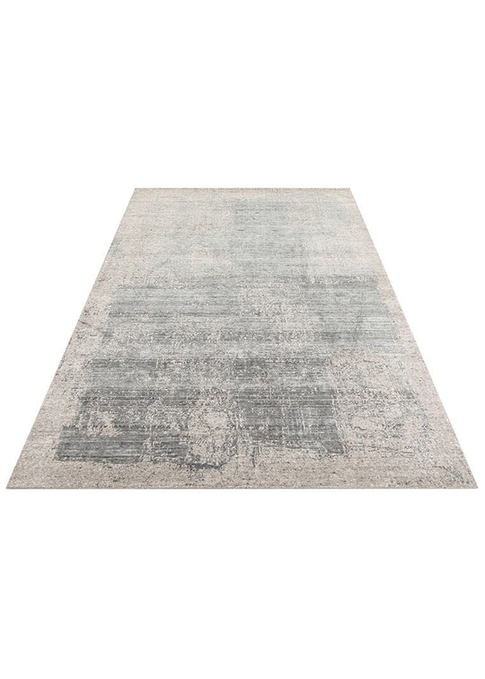 Grace Charcoal D. Grey, Kendinden Desenli Yün, Viskon ve Pamuk Karışımlı Desenli Zarif Salon Halısı