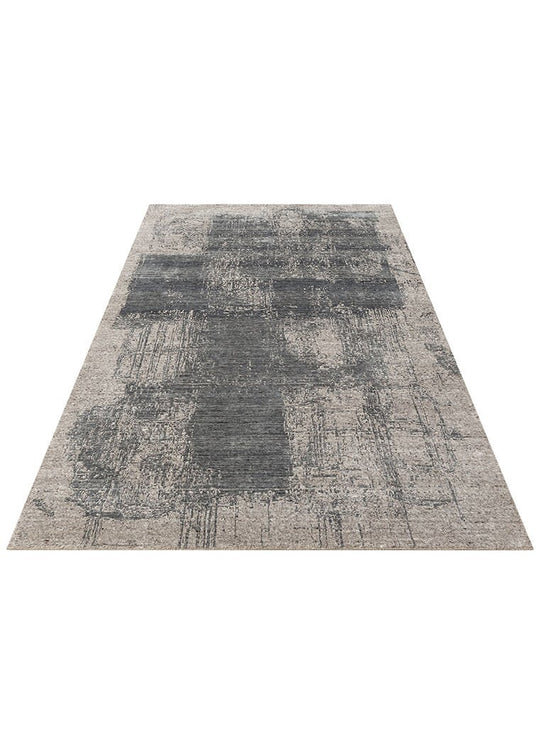Grace Charcoal D. Grey, Kendinden Desenli Yün, Viskon ve Pamuk Karışımlı Desenli Zarif Salon Halısı