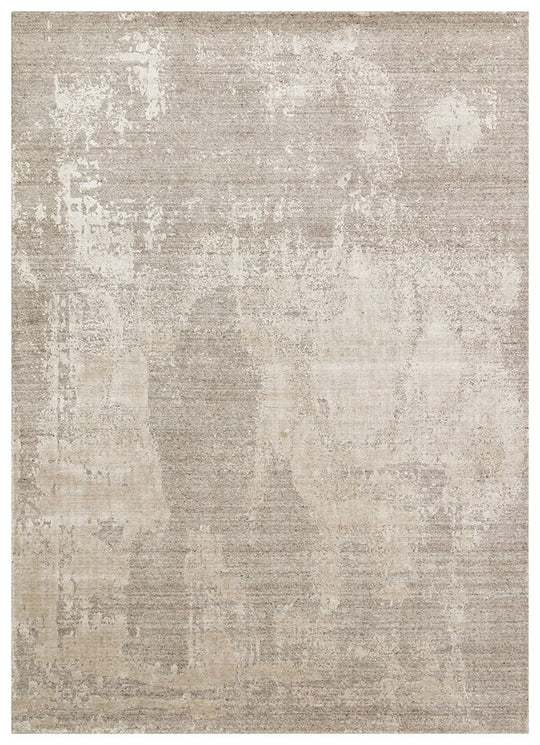 Grace Grey, Kendinden Desenli Yün, Viskon ve Pamuk Karışımlı Desenli Zarif Salon Halısı