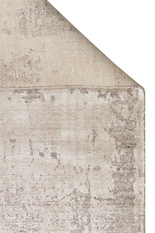 Grace Grey, Kendinden Desenli Yün, Viskon ve Pamuk Karışımlı Desenli Zarif Salon Halısı