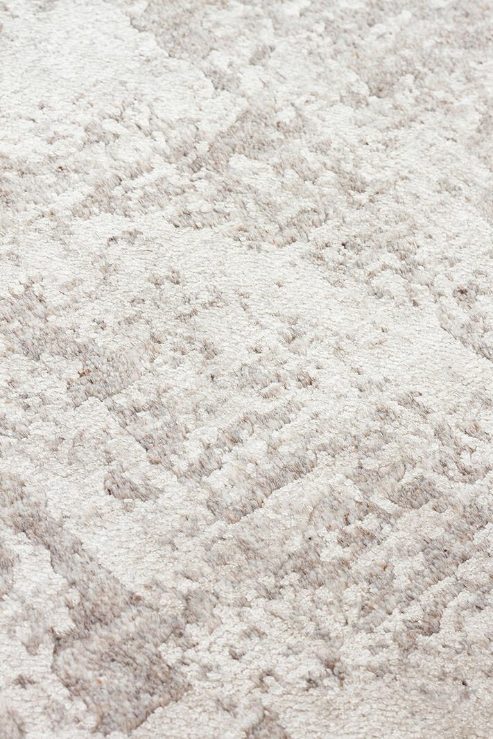 Grace Grey, Kendinden Desenli Yün, Viskon ve Pamuk Karışımlı Desenli Zarif Salon Halısı