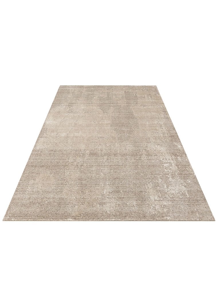 Grace Grey, Kendinden Desenli Yün, Viskon ve Pamuk Karışımlı Desenli Zarif Salon Halısı