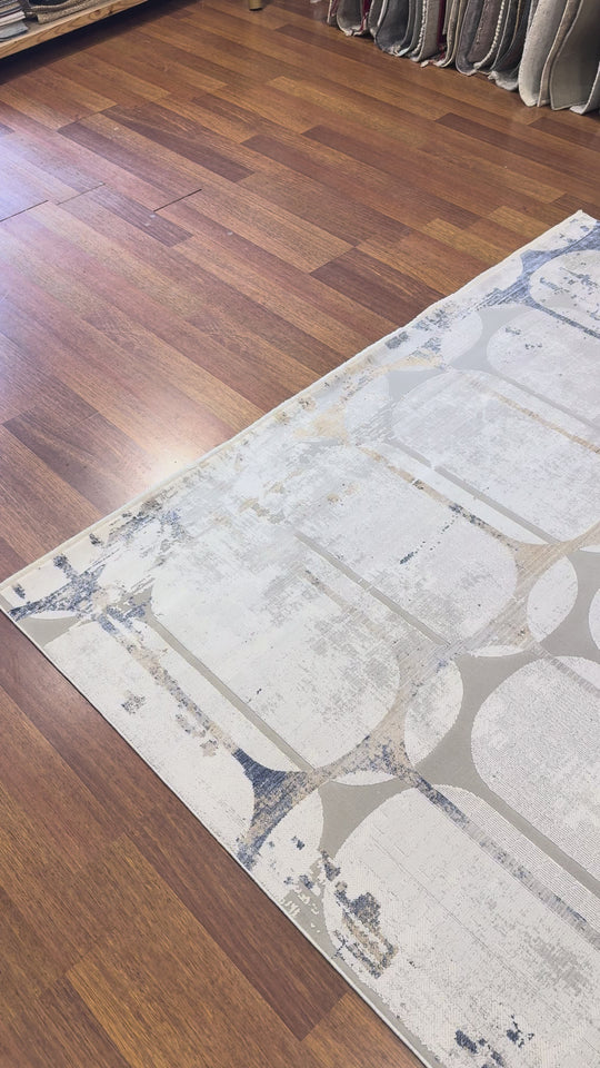 Vera 01 Grey Blue Viskon ile Üretilen Sık Dokuma Modern Salon Halısı