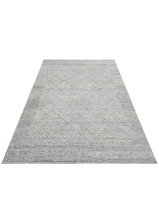 Lhasa Blue, Polyester, Yün ve Pamuk Karışımıyla Üretilen Dayanıklı ve Hasır Dokulu Halı