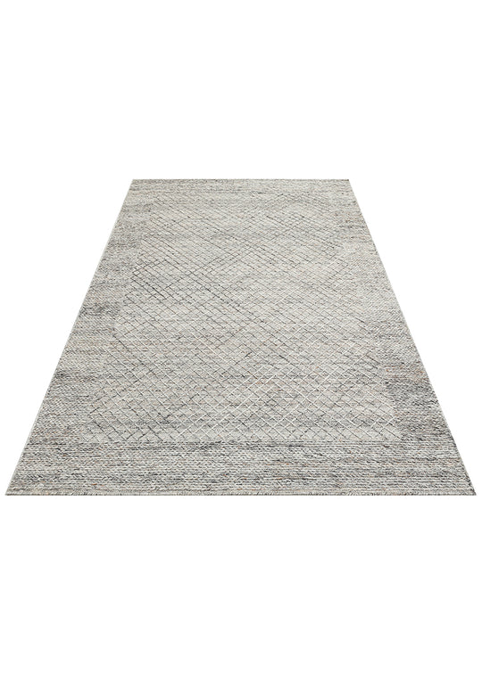 Lhasa Grey, Polyester, Yün ve Pamuk Karışımıyla Üretilen Dayanıklı ve Hasır Dokulu Halı