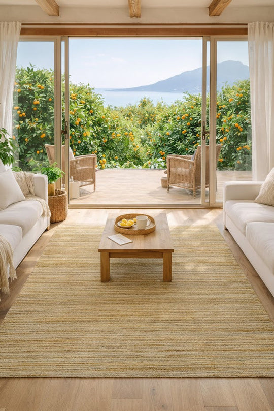 Mutli Loop Lime El Dokuma, Yün ve Viskonun Doğal Uyumuyla Üretilmiş, Salon Oturma Odası Halısı