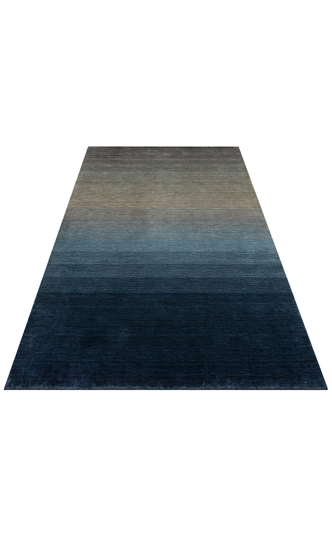 Odesa Navy Grey, Modern Çizgilere Sahip Renk Geçişli %100 Saf Yün ile Üretilen Salon Halısı